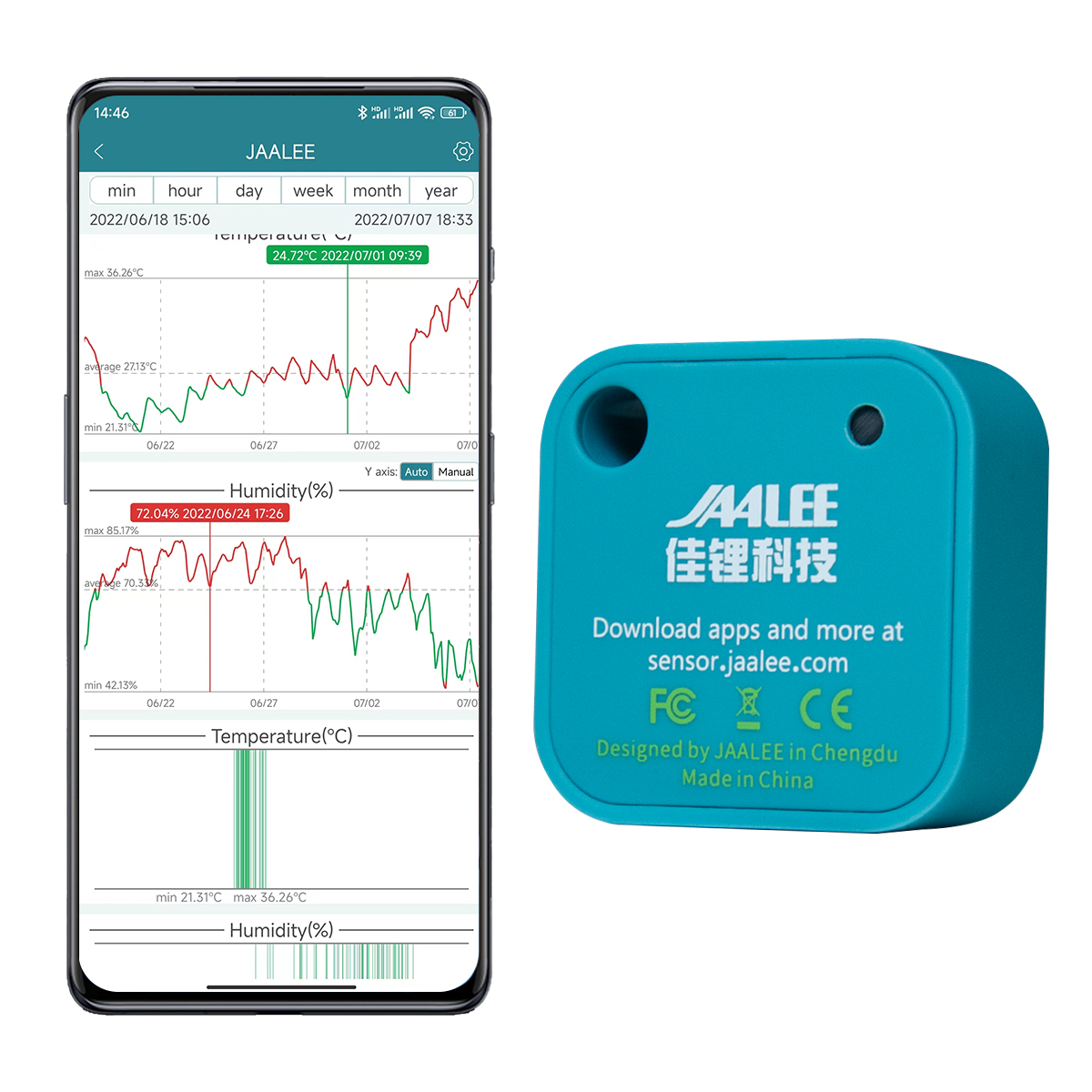 Digital Hygrometer Probe - Jadbegitu JHT Suhu/Kelembaban/Dewpoint/VPD Sensor Termometer/Hygrometer Logger