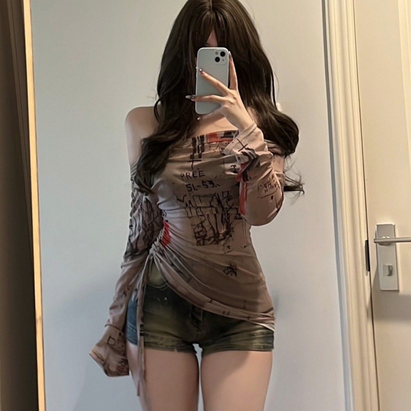 Screen Top Mesh - Kaos Lengan Panjang Gaya Spicy Girl
